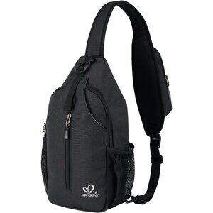 Men Rfid-black Crossbody Sling Backpack Sling Bag Travel Hiking Chest Daypack